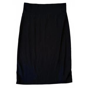 XHILARATION Basic Black Straight Pencil Skirt Foldover Waist Stretch Knit M